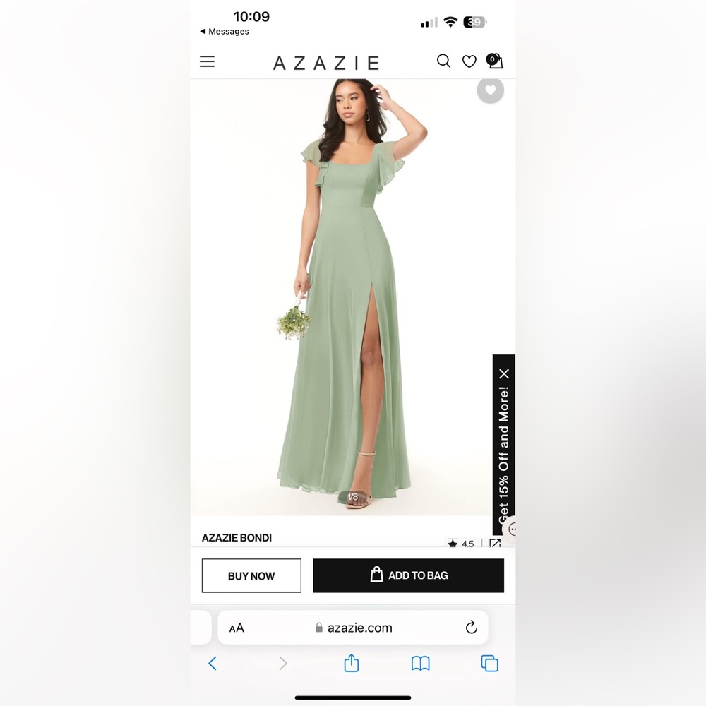 Azazie Dusty Sage Bridesmaid Dress Size A0